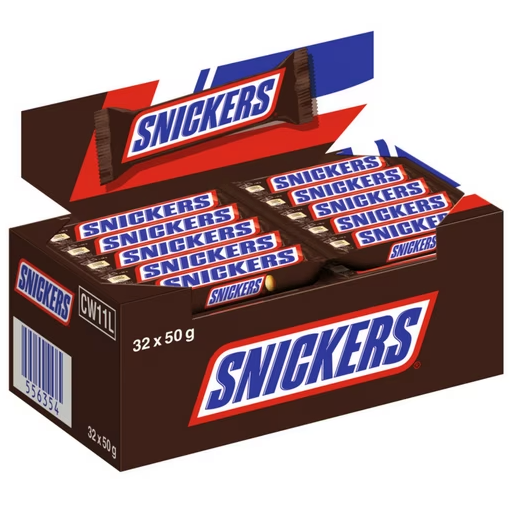 Snickers - Lot de 32 barres chocolatées (50g)